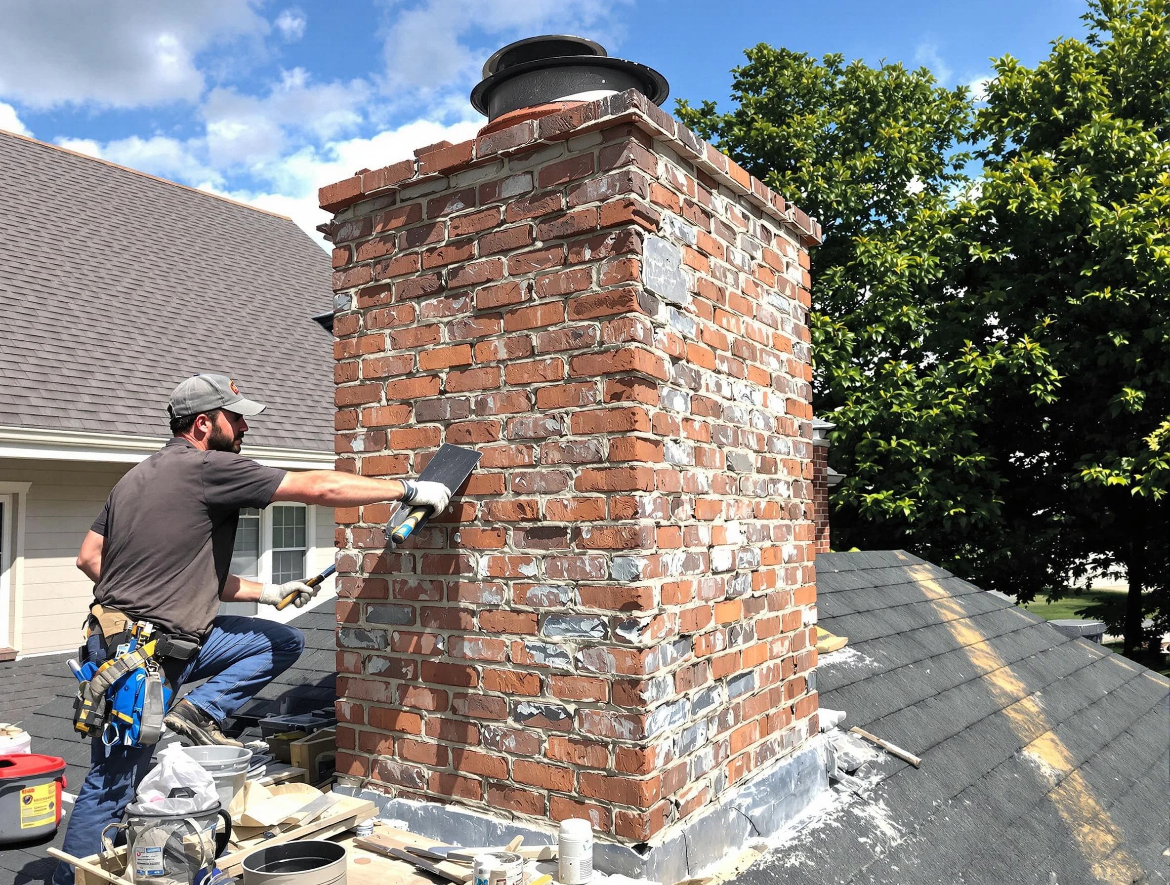 Completed chimney rebuild by Milford Chimney Sweep in Milford, MA