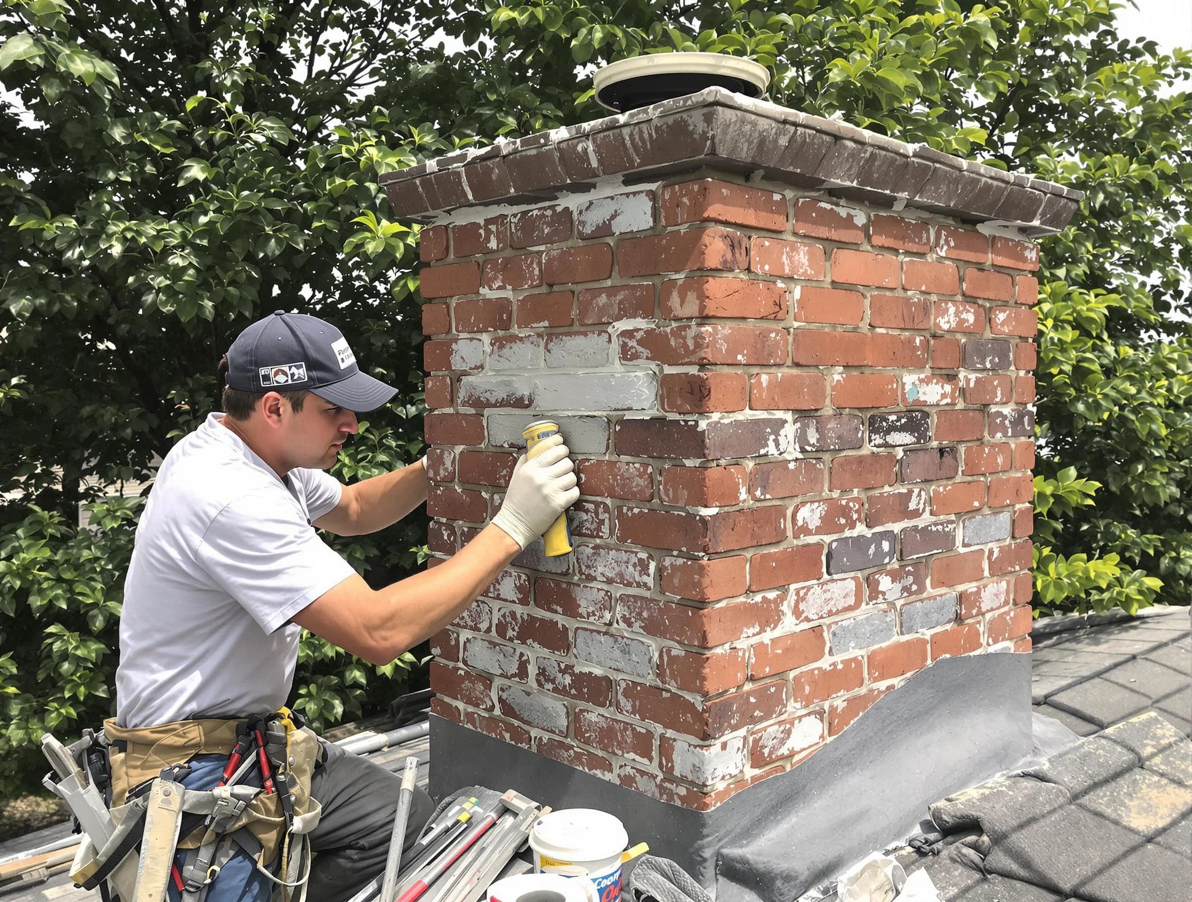 Milford Chimney Sweep restoring an aging chimney in Milford, MA