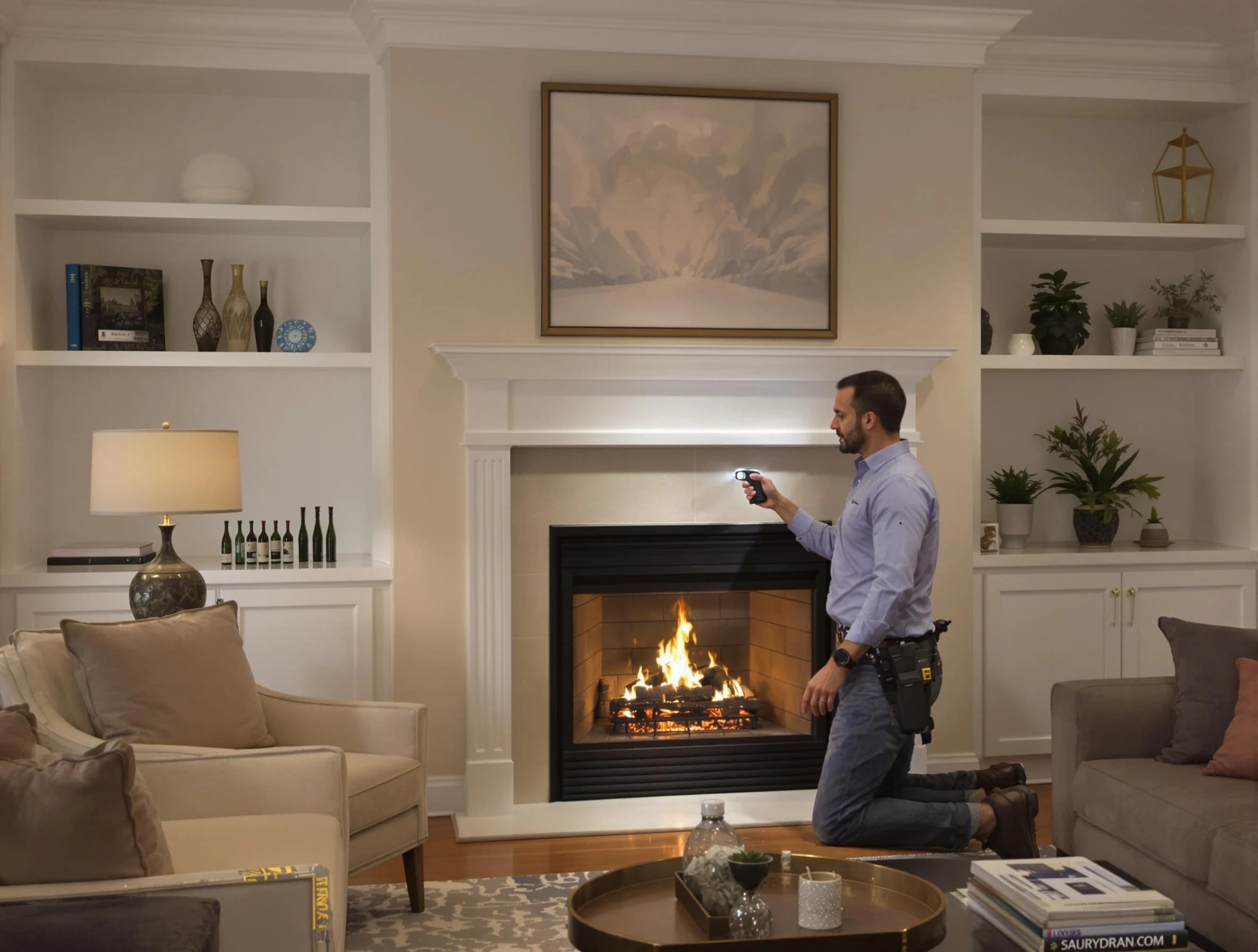 Milford Chimney Sweep conducting a fireplace safety inspection in Milford, MA