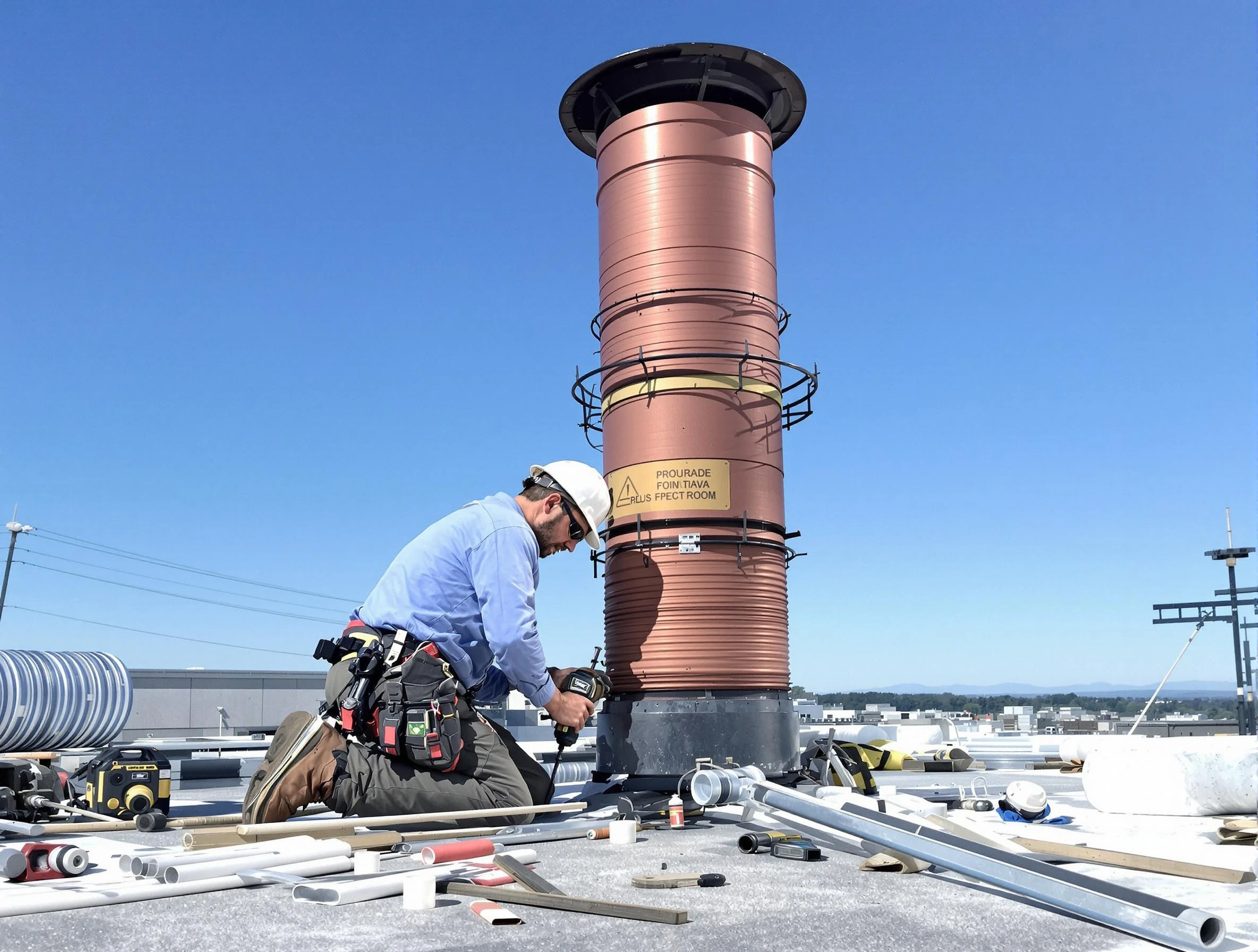 Installed chimney liner by Milford Chimney Sweep in Milford, MA