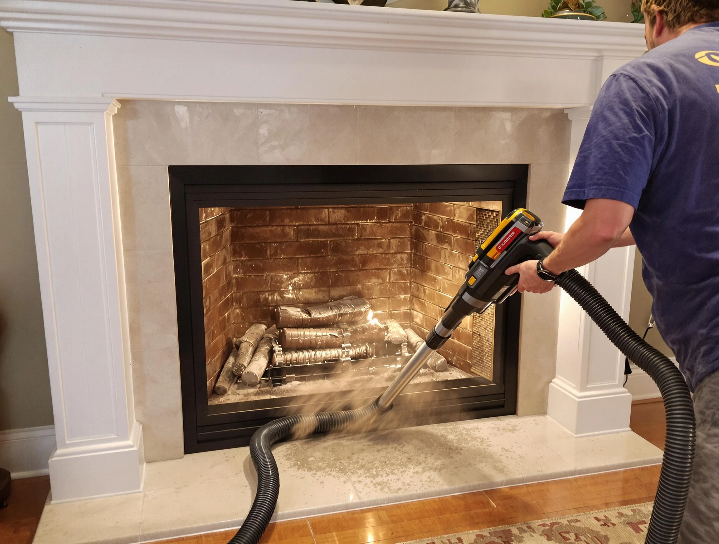 Fireplace cleaning performed by Milford Chimney Sweep in Milford, MA