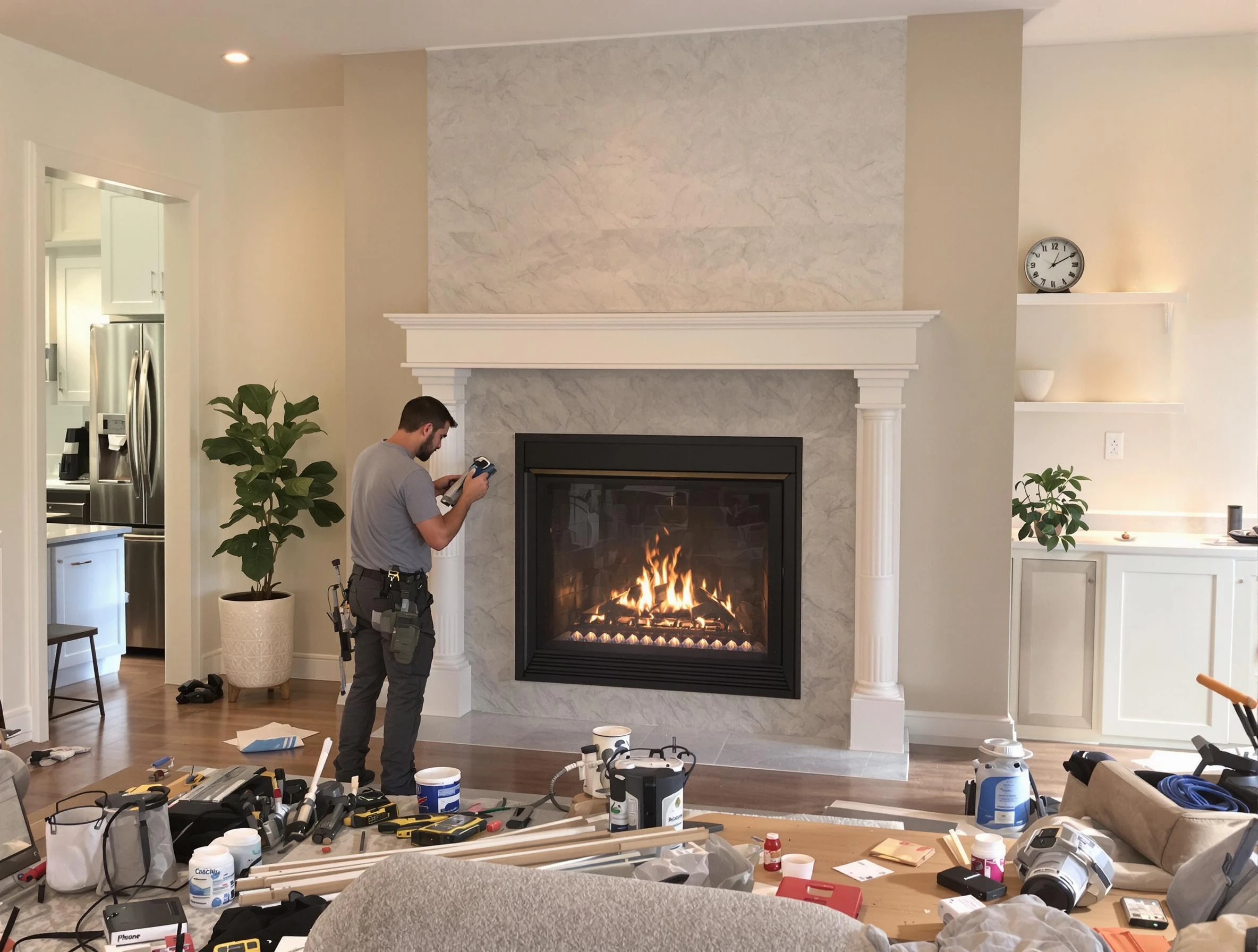Newly installed fireplace by Milford Chimney Sweep in Milford, MA