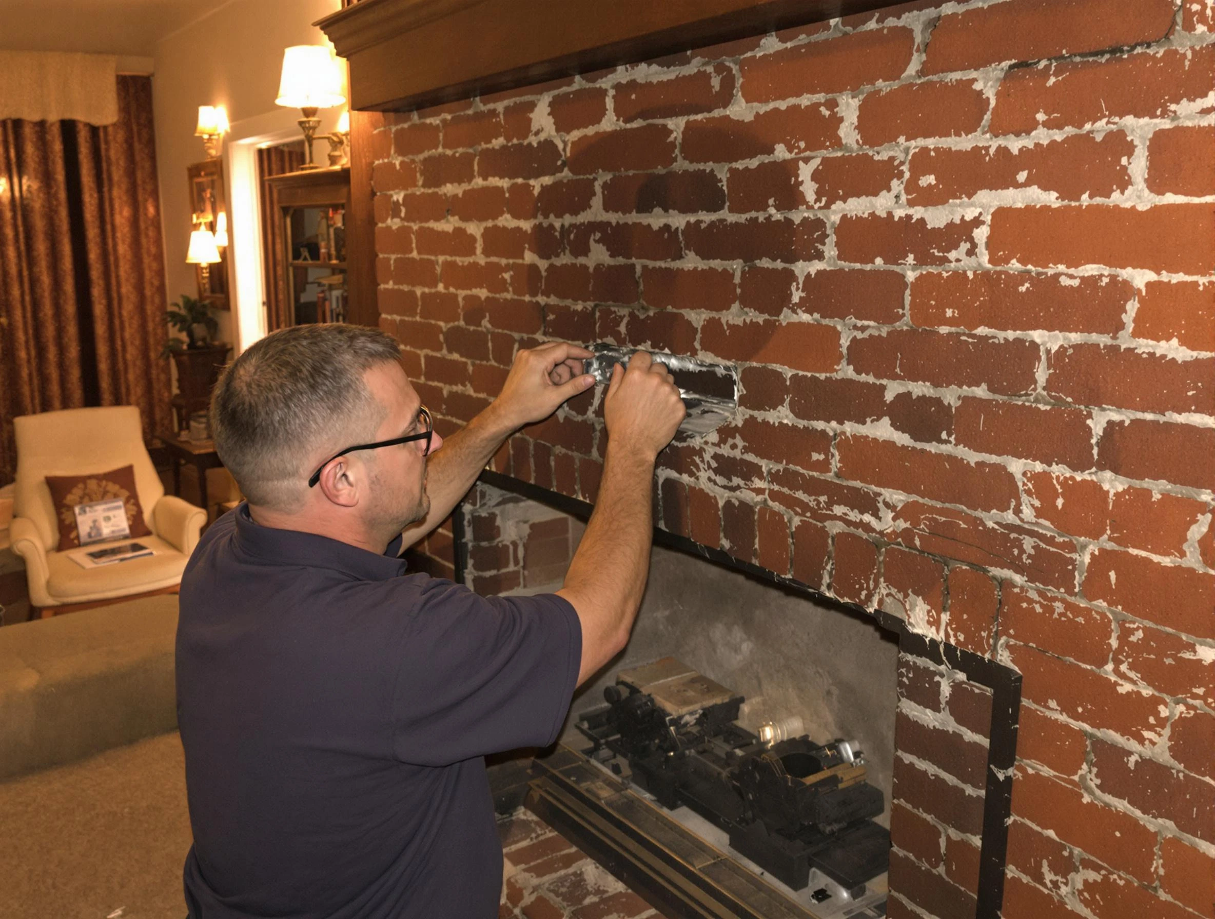 Milford Chimney Sweep expert fixing a fireplace in Milford, MA